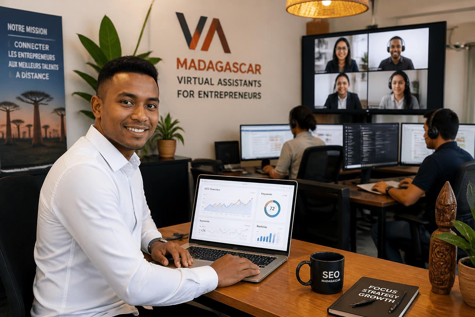 agence de consultant seo à madagascar spécialisée dans le placement d'assistants virtuels pour entrepreneurs, optimisez votre visibilité en ligne et gagnez en productivité.
