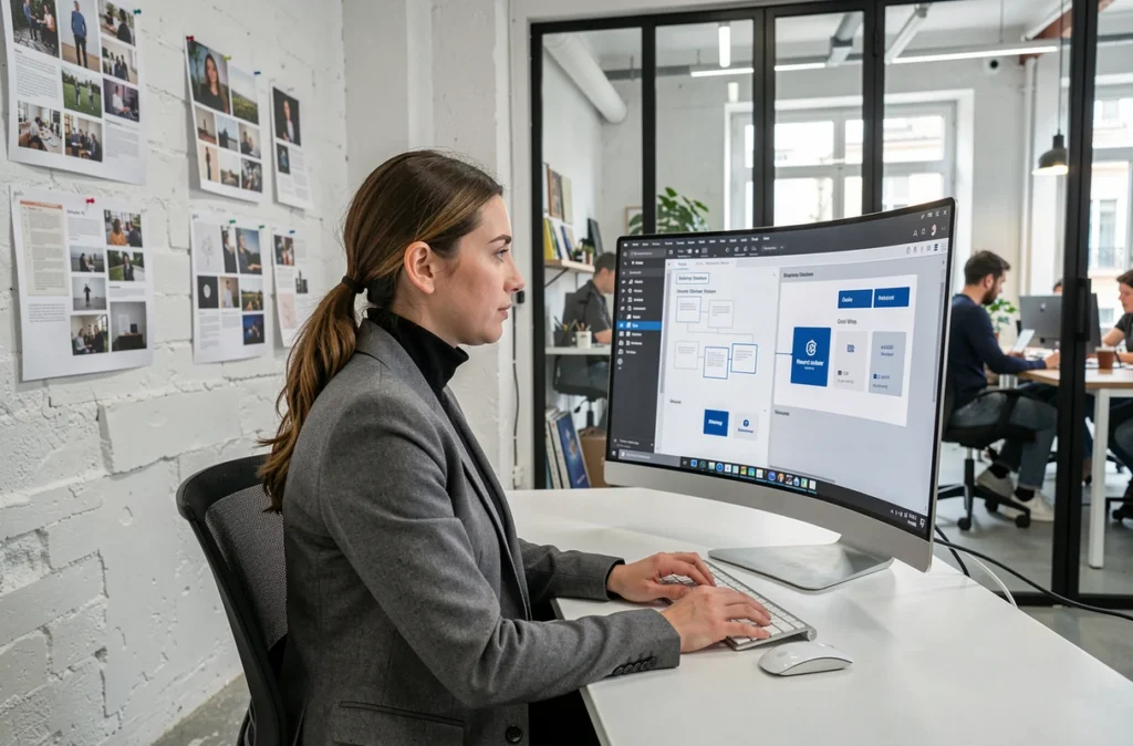 Designer numérique de l'ESN Artonik travaillant sur des solutions digitales dans un studio créatif à Marseille