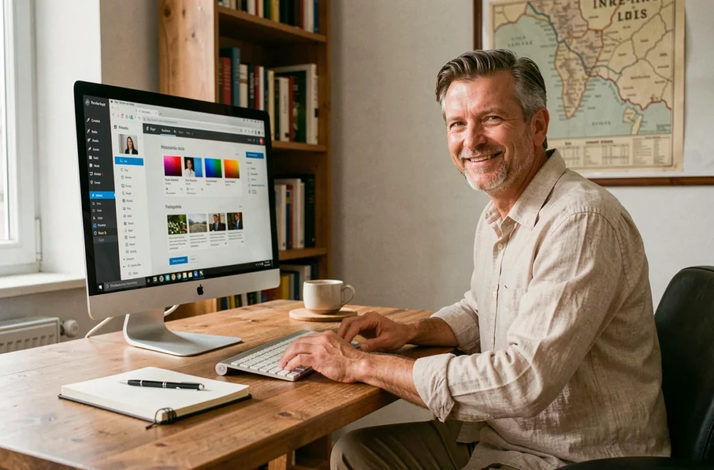 Eric Tison, webmaster freelance en Indre-et-Loire, travaillant depuis son bureau à domicile sur la personnalisation d'un site WordPress
