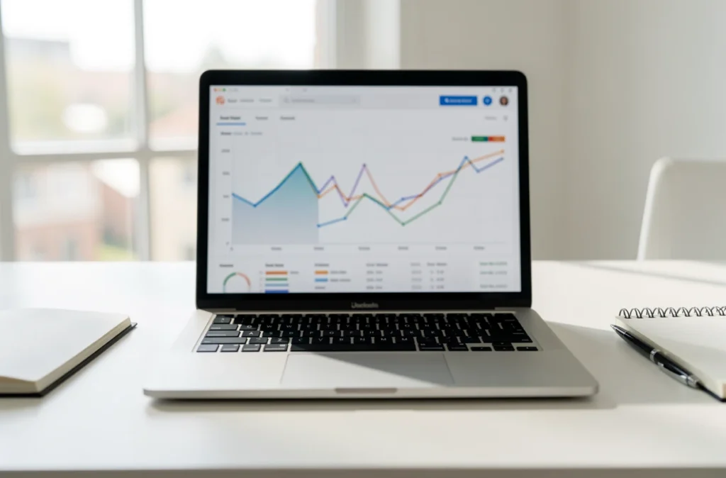 Tableau de bord d'analyse de statistiques sur un écran d'ordinateur